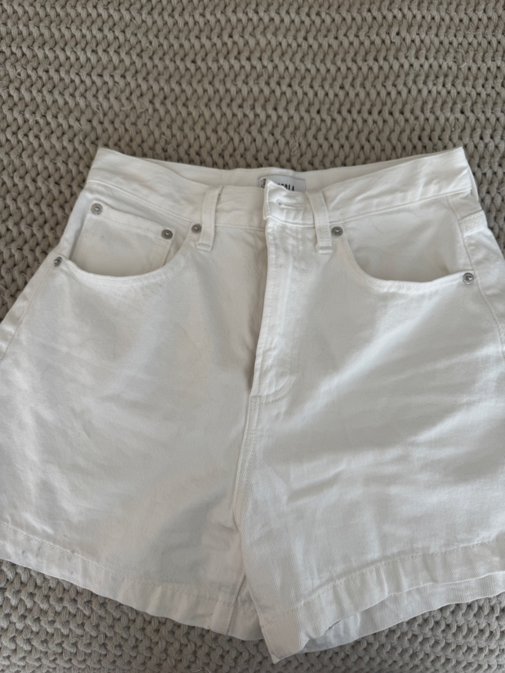 Pistola White High-Rise Denim Shorts